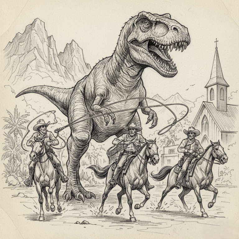 Cowboys Lasso Dinosaur in Gwangi Epic