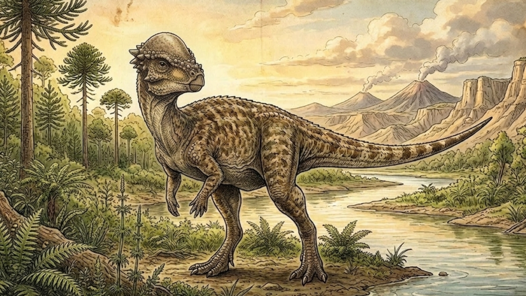 Pachycephalosaurus drawing